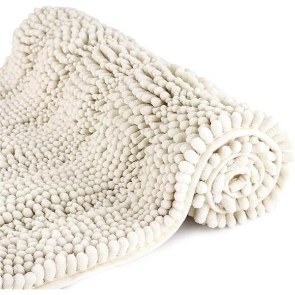 Bath Mats for Bathroom White,Thick Soft Chenille Floor Mats,16x24 Inches - Picture 7 of 7